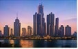 City skyline at dusk